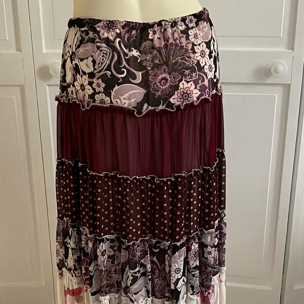 Matty M - Layered flowered skirt with pink liner. - Picture 6 of 10